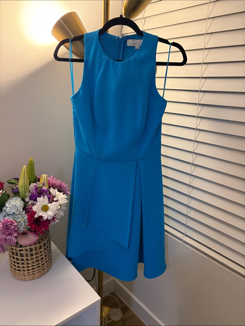 Adelyn Raw Bright Aqua Sleeveless Fit and Flare Mini Dress